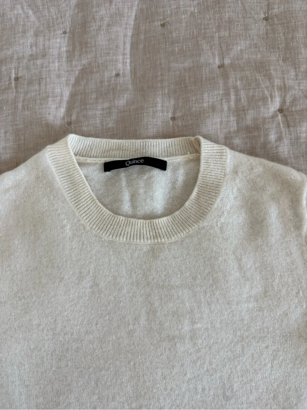 Quince Mongolian Cashmere Tee in Ivory size Small - Picture 5 of 10